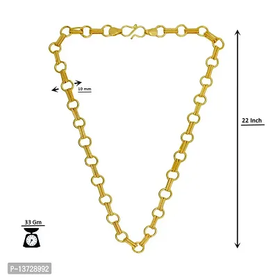 Saizen Designer Fancy Indian Polished Gold Plated Brass link Chain Gold Chain for Men-thumb2