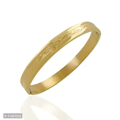 High Polished Stainless Steel Designer Gold Plated Kada for Unisex-thumb3