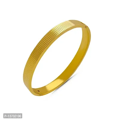 Gold Plated Stainless Steel Classic Designer Kada for Men and Women (Style-1)