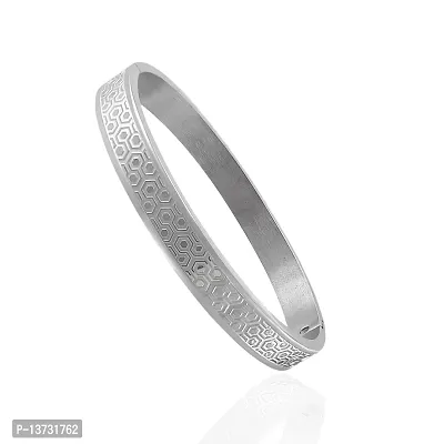 Sterling Silver-Plated Stainless Steel Designer Cuff Kada for Unisex-thumb0