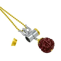 Saizen Gold Plated Stainless Steel Chain Rudraksha for Men and Women (Pendant) (Style - 2)-thumb1