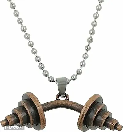 Saizen CHP220 Copper Dumbbell Pendant with Stainless Steel Chain for Men/Boys/Husband  Unisex-thumb0