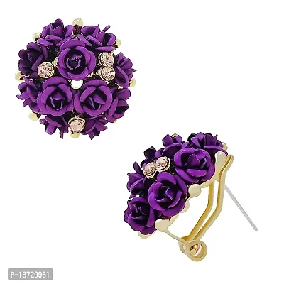 Saizen Fashion Stylish Fancy Flower Earrings For Women  Girls(Purple)-thumb0