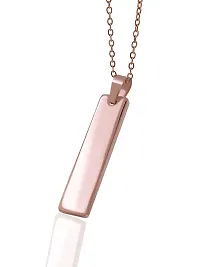 Stylish Rose Gold Stainless Steel Vertical Bar Pendant Adjustable Necklace Chain-thumb1