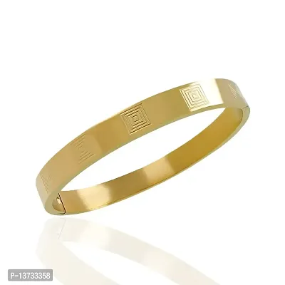 Gold Plated Stainless Steel Classic Designer Cuff Kada for Unisex