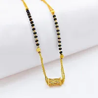 Saizen Gold plated Ad Mangalsutra tanmaniya Black Beaded Golden chain For Women and traditional mangalsutra-thumb1