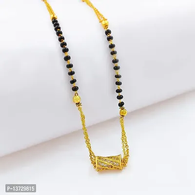 Saizen Gold plated Ad Mangalsutra tanmaniya Black Beaded Golden chain For Women and traditional mangalsutra-thumb2