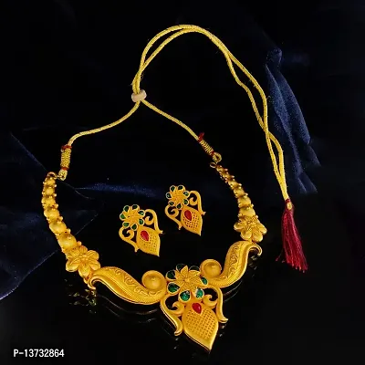 Traditional Gold Plated Meenakar Necklace Set with Earring for Women-thumb5