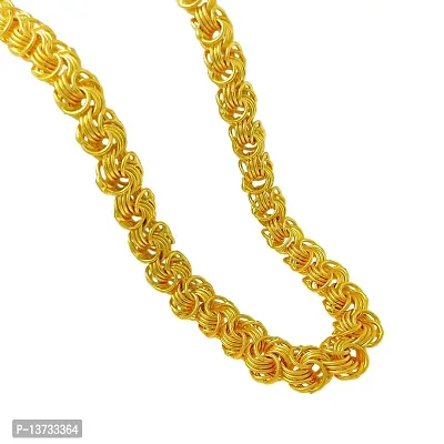 Saizen Designer Fancy Indian Polished Gold Plated Brass Chain Gold Chain for Men-thumb0