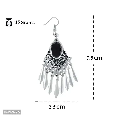 Oxidised Silver Earrings Alloy Chandbali Earring Alloy Dangle Earring for girls and women-thumb2