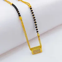 Saizen Gold plated Ad traditional Mangalsutra tanmaniya Black Beaded Golden chain For Women and Girls Brass Mangalsutra-thumb1