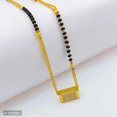 Saizen Gold plated Ad traditional Mangalsutra tanmaniya Black Beaded Golden chain For Women and Girls Brass Mangalsutra-thumb2