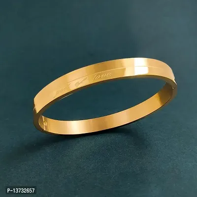 Gold Plated Stainless Steel Classic Designer Cuff Kada for Men  Women-thumb5
