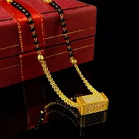 Saizen Gold plated Ad traditional Mangalsutra tanmaniya Black Beaded Golden chain For Women and Girls Brass Mangalsutra-thumb4