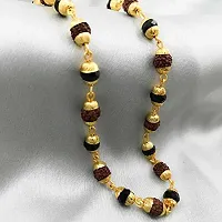 Mahadev Rudraksha Beads and Black Pearl Stone Chain-thumb2