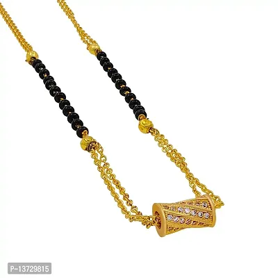 Saizen Gold plated Ad Mangalsutra tanmaniya Black Beaded Golden chain For Women and traditional mangalsutra-thumb0