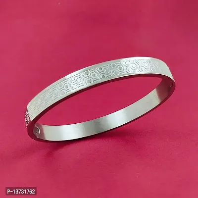Sterling Silver-Plated Stainless Steel Designer Cuff Kada for Unisex-thumb4