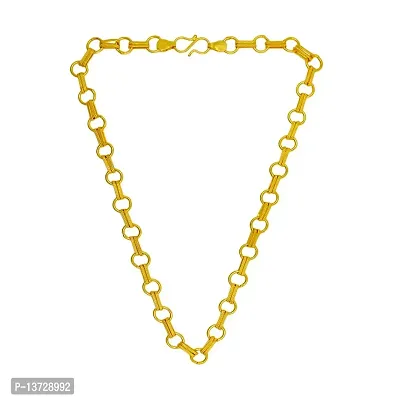 Saizen Designer Fancy Indian Polished Gold Plated Brass link Chain Gold Chain for Men-thumb0