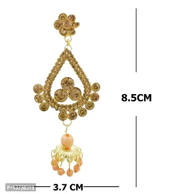 Saizen Floral Gold Plated Studded Drop Earrings Alloy Dangle Earring-thumb3