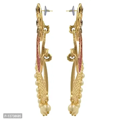 Traditional Wedding Wear Jewellery Alloy Drops  Danglers (Red)-thumb2