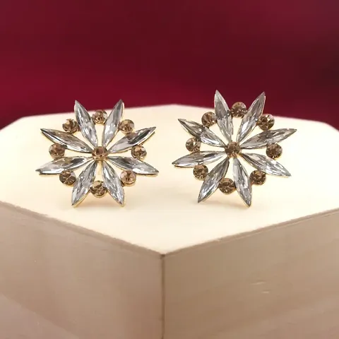 Flower Design Earring Crystal Alloy Stud Earring