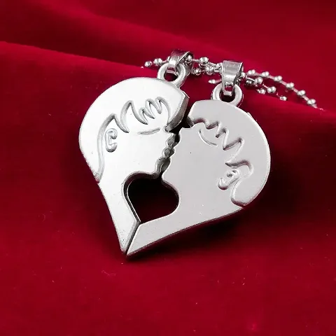 Couple Special Plated Dual Heart Pendant Chain For Girls Boys Stainless Pendant