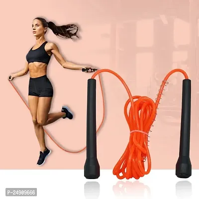 Skipping Rope, Jump Skipping Rope for Men, Women, Weight Loss, Children, Adult - Best in Fitness, Sports, Exercise  Workout (Black Orange)-thumb0