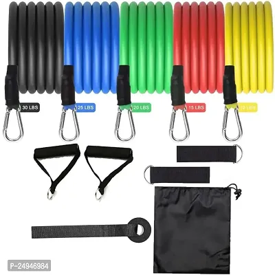 Resistance Bands Set for Exercise, Stretching and Workout Toning Tube Kit with Foam Handles, Door Anchor, Ankle Strap and Carrying Bag for Men, Women (100 LB) ,Rubber-thumb0