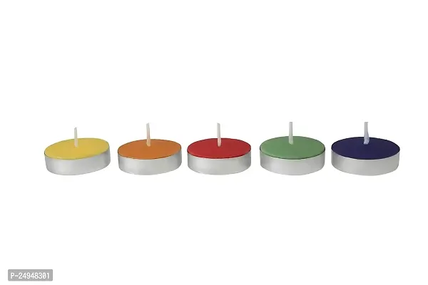 Wax Tealight Candles, 2.5-Hour Burn Time, Smokeless, No Residue (Set of 50, Multicolored, Unscented)-thumb5