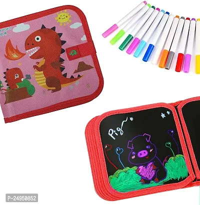 Kids Erasable Doodle Book | Art Book | Drawing Book | Reusable Drawing Pads with 12 Watercolor Pens | Portable Drawing Toy Books Gifts for Kids (Red)-thumb0