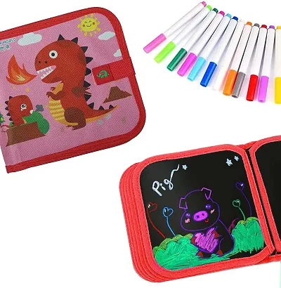 Kids Erasable Doodle Book | Art Book | Drawing Book | Reusable Drawing Pads with 12 Watercolor Pens | Portable Drawing Toy Books Gifts for Kids (Red)