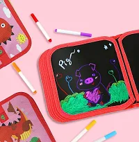 Kids Erasable Doodle Book | Art Book | Drawing Book | Reusable Drawing Pads with 12 Watercolor Pens | Portable Drawing Toy Books Gifts for Kids (Red)-thumb4