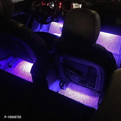 Sanhezhong Car LED Strip Light, 4pcs 48 LED DC 12V Multicolor Music Car Interior Light LED Under Dash Lighting Kit with Sound Active Function, Wireless Remote Control, Car Charger-thumb4