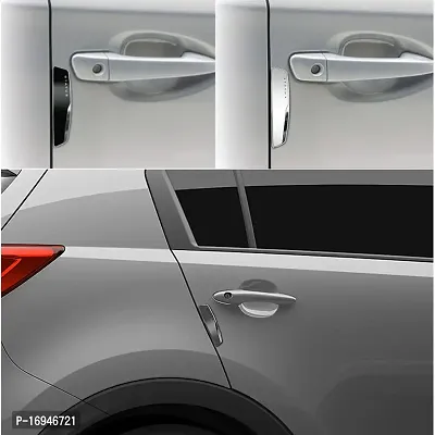 STATUS 4Pcs High Glossy Slim Door Edge Guards Bumper Protector Trim Guard Sticker Molding for Motors Auto Vehicle (Metallic Silver)-thumb2