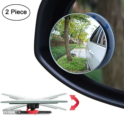 CarEmpire Blind Spot Round Wide Angle Adjustable Convex Rear View Mirror for Car 360? Rotating Mirror for All Universal Vehicles - Pack of 2-thumb2