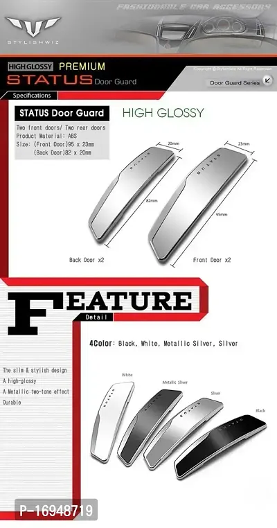 Auto Oprema? Status Silver Car Door Edge Guard Bumper Protector (Set of 4) Compatible for Hyunda Grand I10 Nios.-thumb5