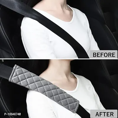 MIKAFEN Universal Car Seatbelt Pads Cover,Seat Belt Shoulder Strap Covers Harness Pad Car/Bag,Soft Comfort Helps Protect You Neck Shoulder from The Seat Belt Rubbing Gray (2-Pack)-thumb4