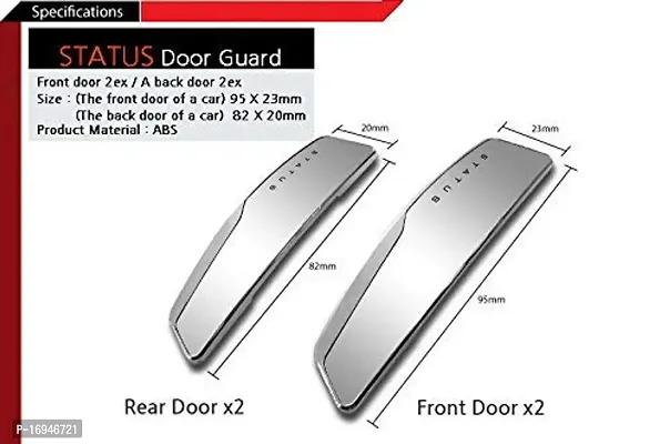 STATUS 4Pcs High Glossy Slim Door Edge Guards Bumper Protector Trim Guard Sticker Molding for Motors Auto Vehicle (Metallic Silver)-thumb3