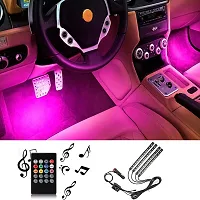 Sanhezhong Car LED Strip Light, 4pcs 48 LED DC 12V Multicolor Music Car Interior Light LED Under Dash Lighting Kit with Sound Active Function, Wireless Remote Control, Car Charger-thumb2