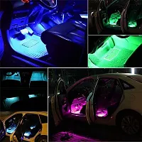 Sanhezhong Car LED Strip Light, 4pcs 48 LED DC 12V Multicolor Music Car Interior Light LED Under Dash Lighting Kit with Sound Active Function, Wireless Remote Control, Car Charger-thumb1