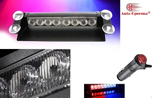 Auto Oprema? Waterproof 8 LED Red Blue Police Flashing Light for Universal All Cars | Flasher Light | Emergency Warning Lamp Multicolor Flash Light for Car Dash For Renault Triber.-thumb2