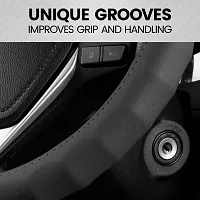 BDK SW-899-MK Black Medium Genuine Leather Steering Wheel Cover (14.5-15.5)-thumb3