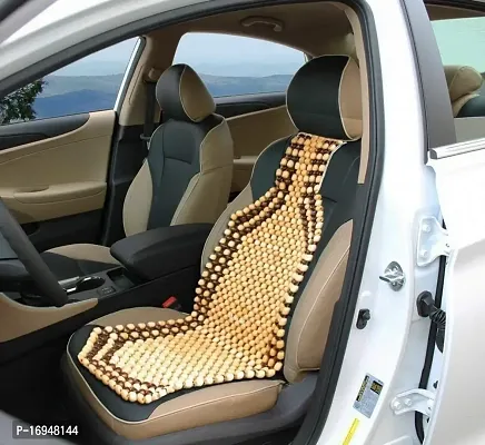 Auto Oprema? Beads Car Seat Wooden Cushion pad for Acupressure Sitting in Cream Color (1 pc).
