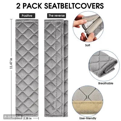 MIKAFEN Universal Car Seatbelt Pads Cover,Seat Belt Shoulder Strap Covers Harness Pad Car/Bag,Soft Comfort Helps Protect You Neck Shoulder from The Seat Belt Rubbing Gray (2-Pack)-thumb2