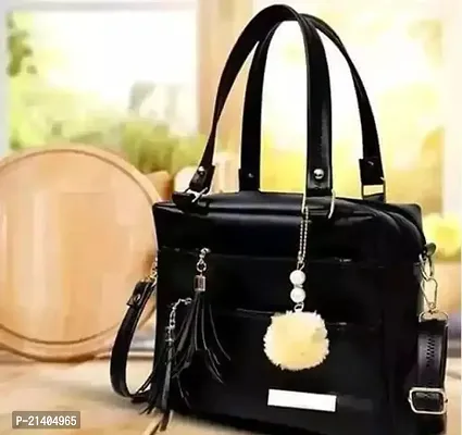 Stylish Black PU Handbags For Women-thumb0