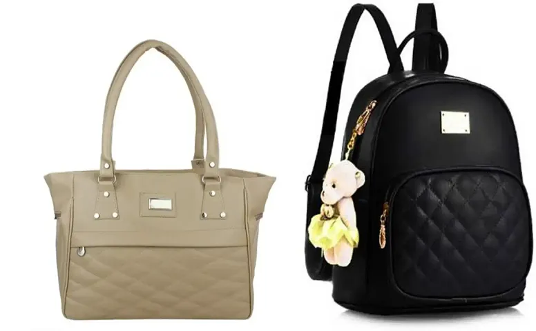 Affordable Combos Of 2 - PU Handbag And Backpack For Women