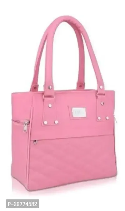 Stylish Pink Pu Handbag For Women-thumb0