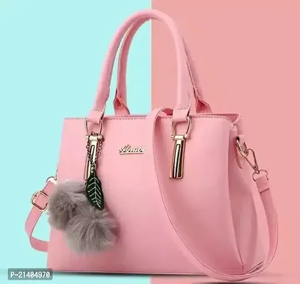 Stylish Pink PU Handbags For Women-thumb0