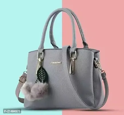 Stylish Grey PU Handbags For Women-thumb0