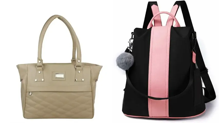 Combos Of 2 - Stylish PU Handbag And Backpack For Women